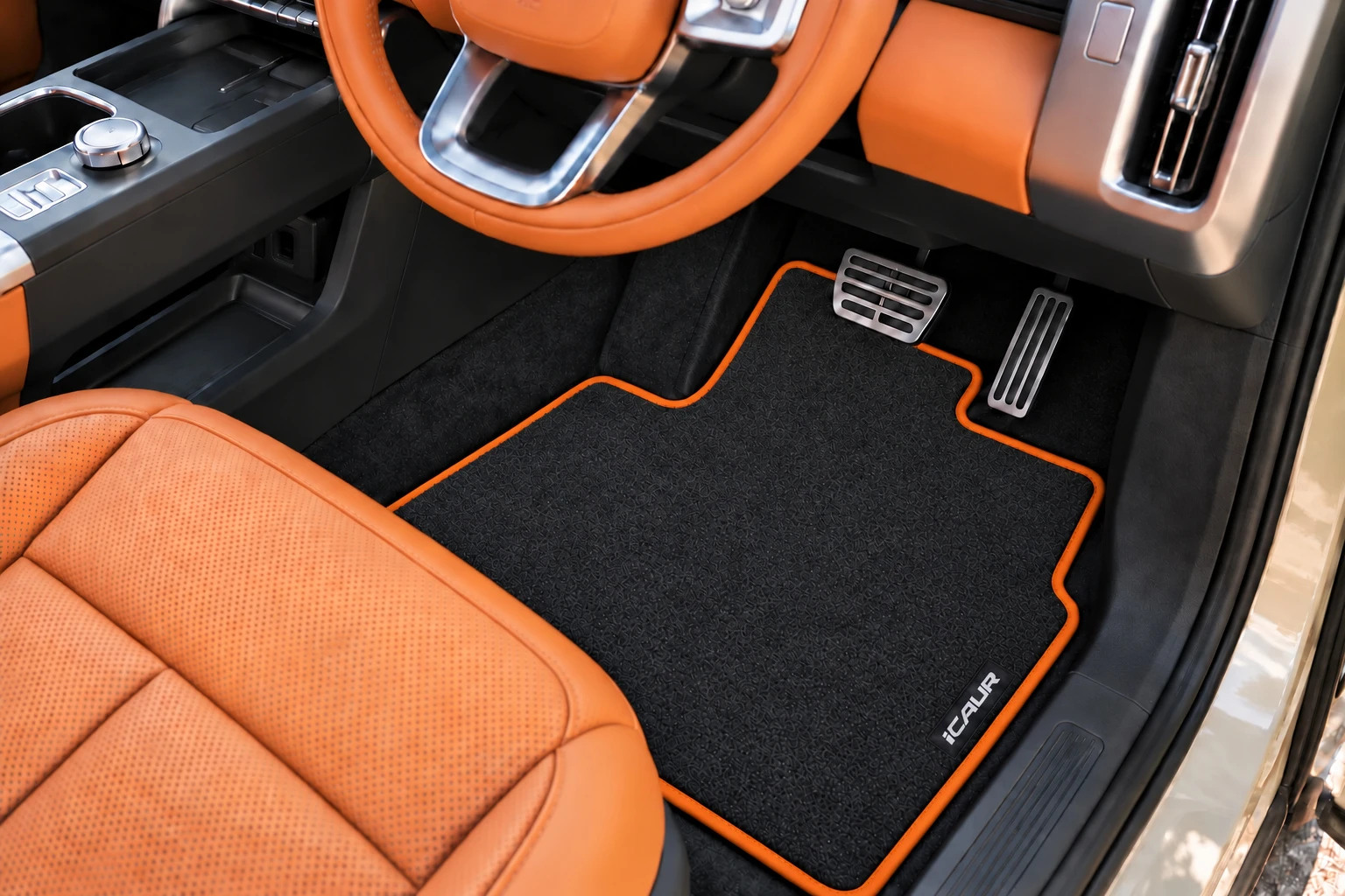 Personalised iCAUR mat fitted in the right-hand driver's footwell